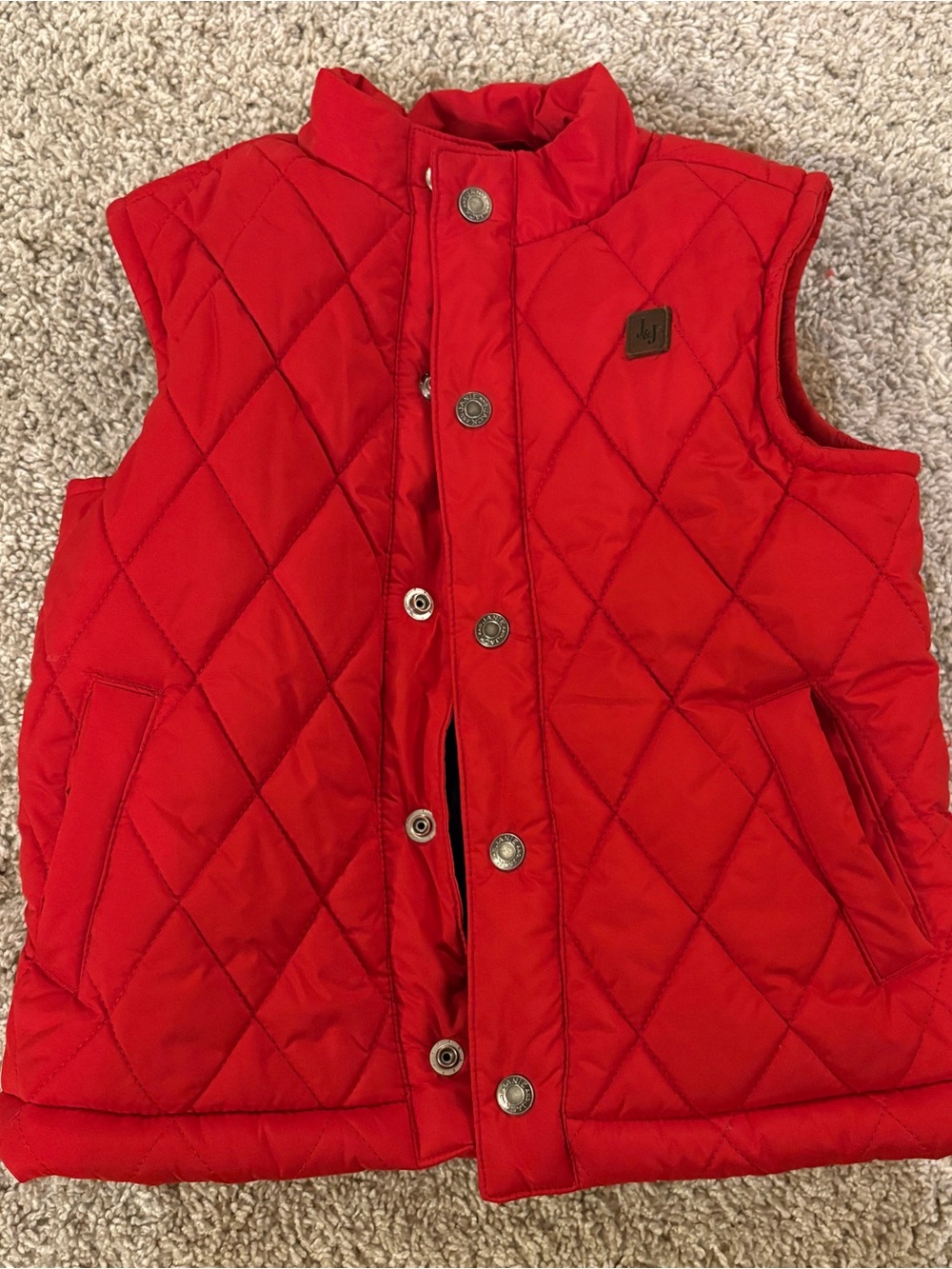 Janie and Jack Red Quilted Puffer Vest with Navy Lining